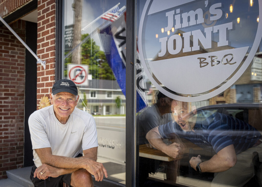 The entrance of Jim's Joint in Honor, MI